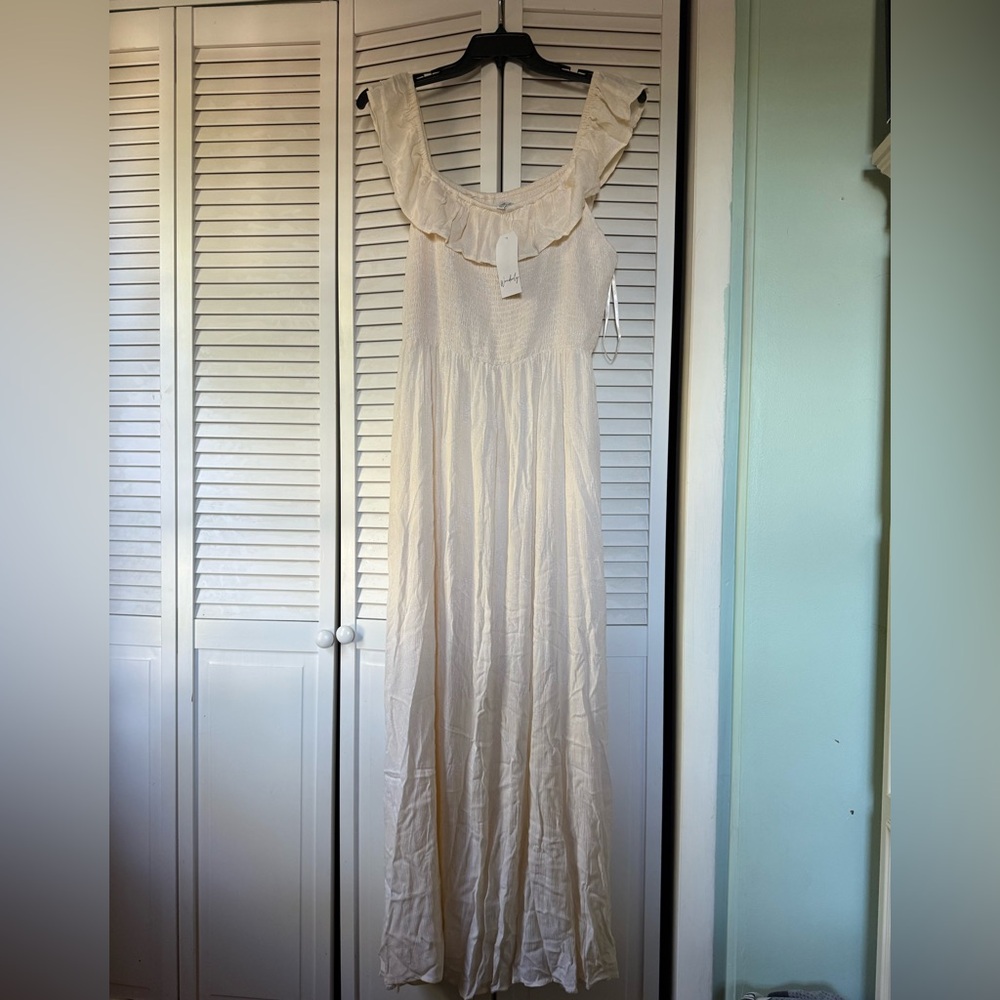 Wonderly Maxi Dress Taupe Bar Print Dress XXL